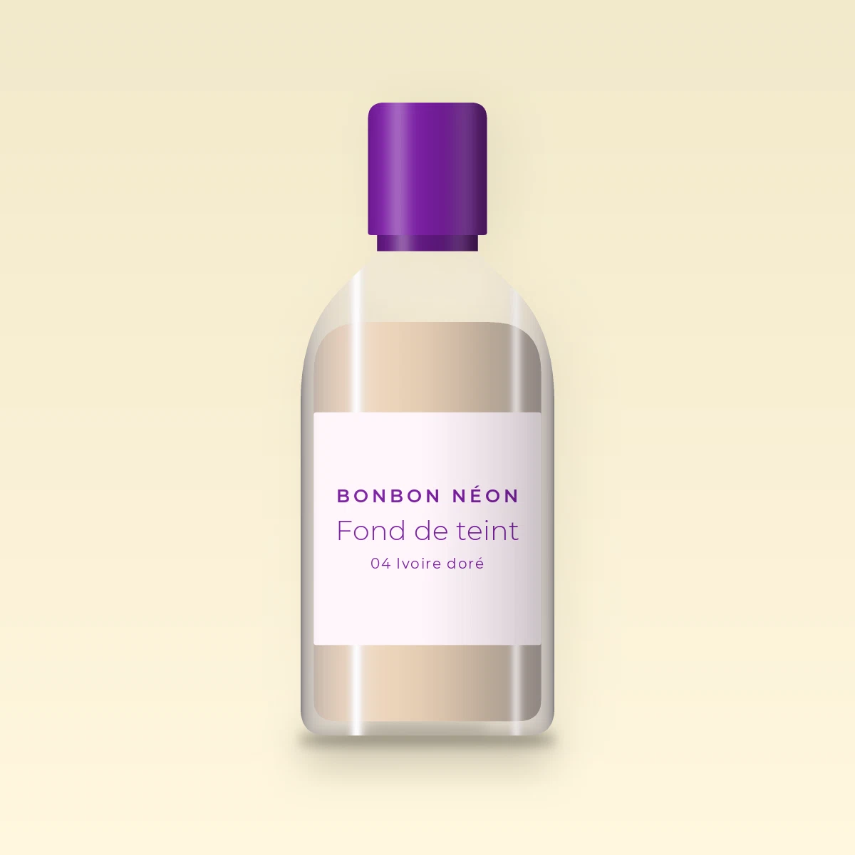 Fond de teint haute définition au squalane – Bonbon Néon, flacon 30 ml, teinte 04 Ivoire doré