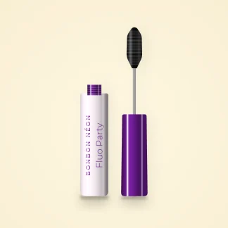 Mascara Fluo Party modulable – Bonbon Néon, flacon et brosse 4 ml, teinte Noir intense