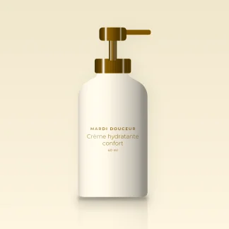 Crème hydratante confort à l'eau de bleuet – Mardi Douceur, flacon-pompe 40 ml
