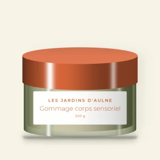 Gommage corps sensoriel à l'huile de rose musquée – Les Jardins d'Aulne, pot 200 g