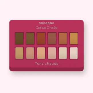 Palette yeux Cerise Givrée multi-usage – Sopoong, 12 × 1 g, teinte Tons chauds