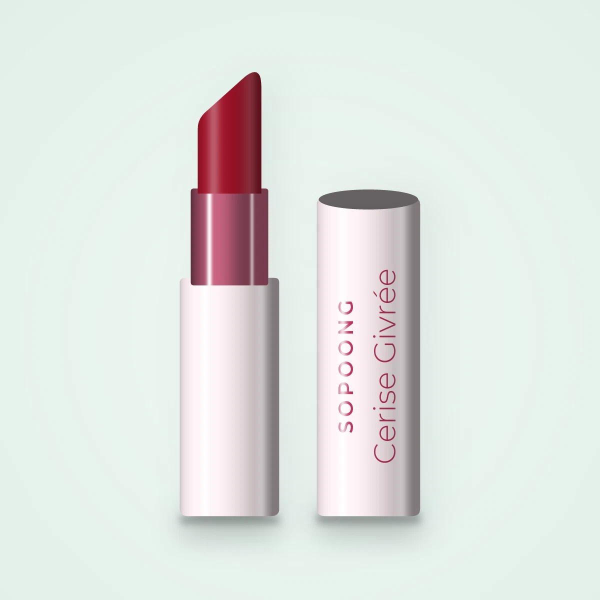 Rouge à lèvres Cerise Givrée à l'huile de coco – Sopoong, étui 3,8 g, teinte 15 Rouge carmin