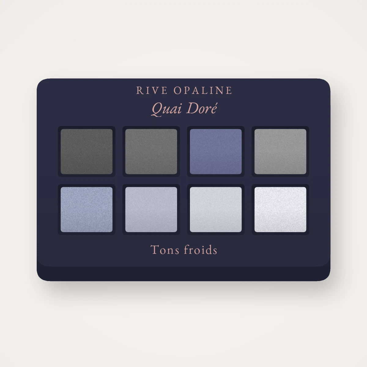 Palette yeux Quai Doré au squalane – Rive Opaline, 9 × 1 g, teinte Tons froids