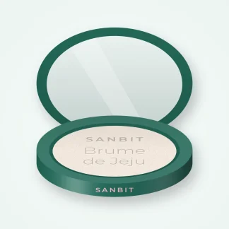 Poudre Brume de Jeju longue tenue – Sanbit, boîtier 20 g, teinte 01 Translucide