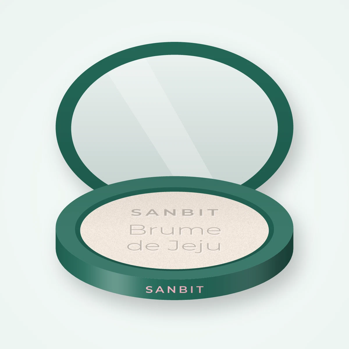 Poudre Brume de Jeju longue tenue – Sanbit, boîtier 20 g, teinte 01 Translucide
