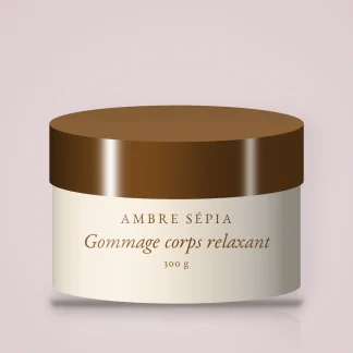 Gommage corps relaxant au sucre et à l'huile d'argan – Ambre Sépia, pot 300 g
