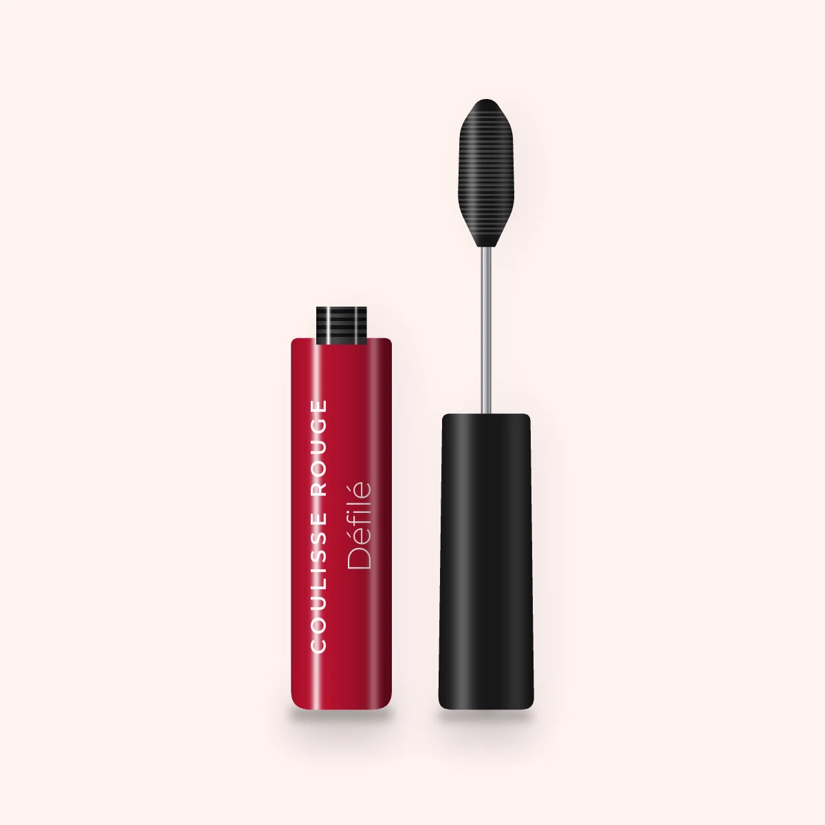 Mascara longueur Défilé – Coulisse Rouge, flacon et brosse 10 ml, teinte Noir
