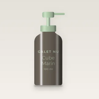 Gel douche Cube Marin à l'huile d'olive – Galet Nu, flacon-pompe 100 ml
