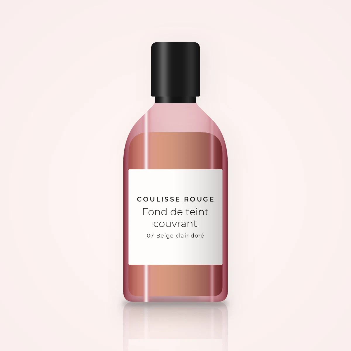 Fond de teint couvrant à la poudre de perle – Coulisse Rouge, flacon 30 ml, teinte 07 Beige clair doré