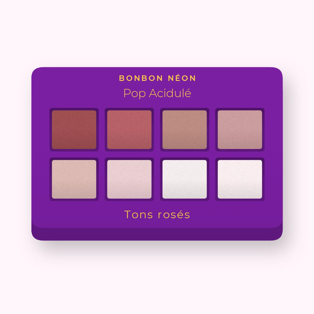 Palette yeux Pop Acidulé haute pigmentation – Bonbon Néon, 12 × 1 g, teinte Tons rosés