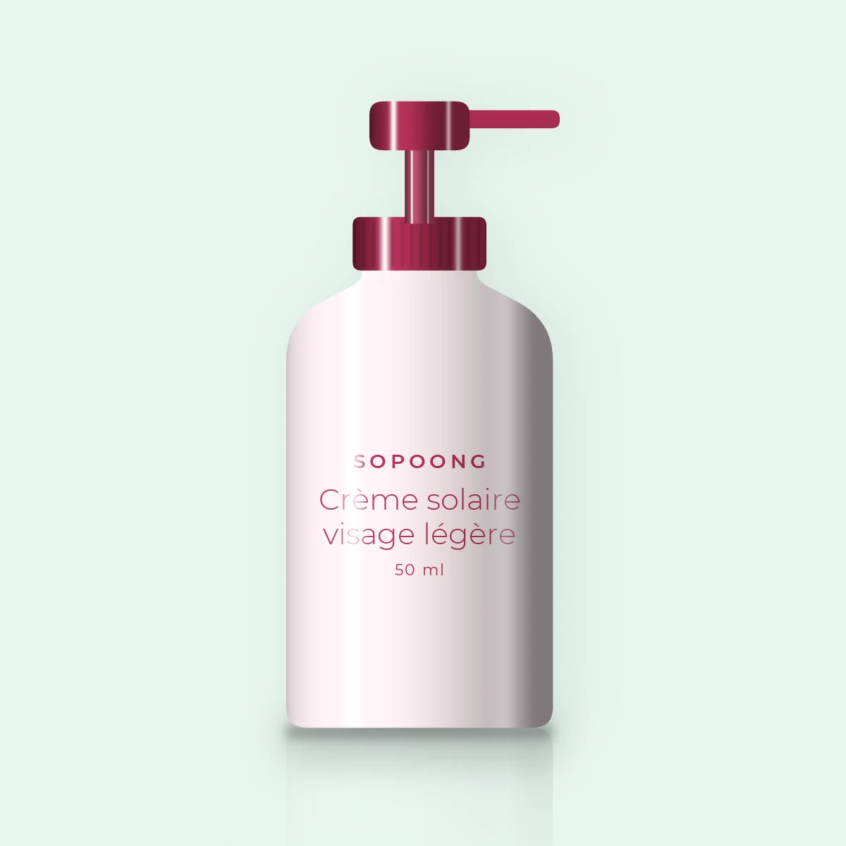 Crème solaire visage légère à la vitamine E SPF 30 – Sopoong, flacon-pompe 50 ml