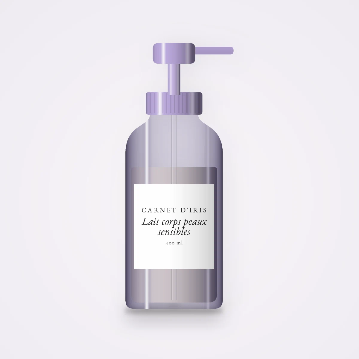 Lait corps peaux sensibles à l'huile de rose musquée – Carnet d'Iris, flacon-pompe 400 ml