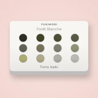 Palette yeux audacieuse Forêt Blanche – Yukimori, 12 × 1 g, teinte Tons kaki