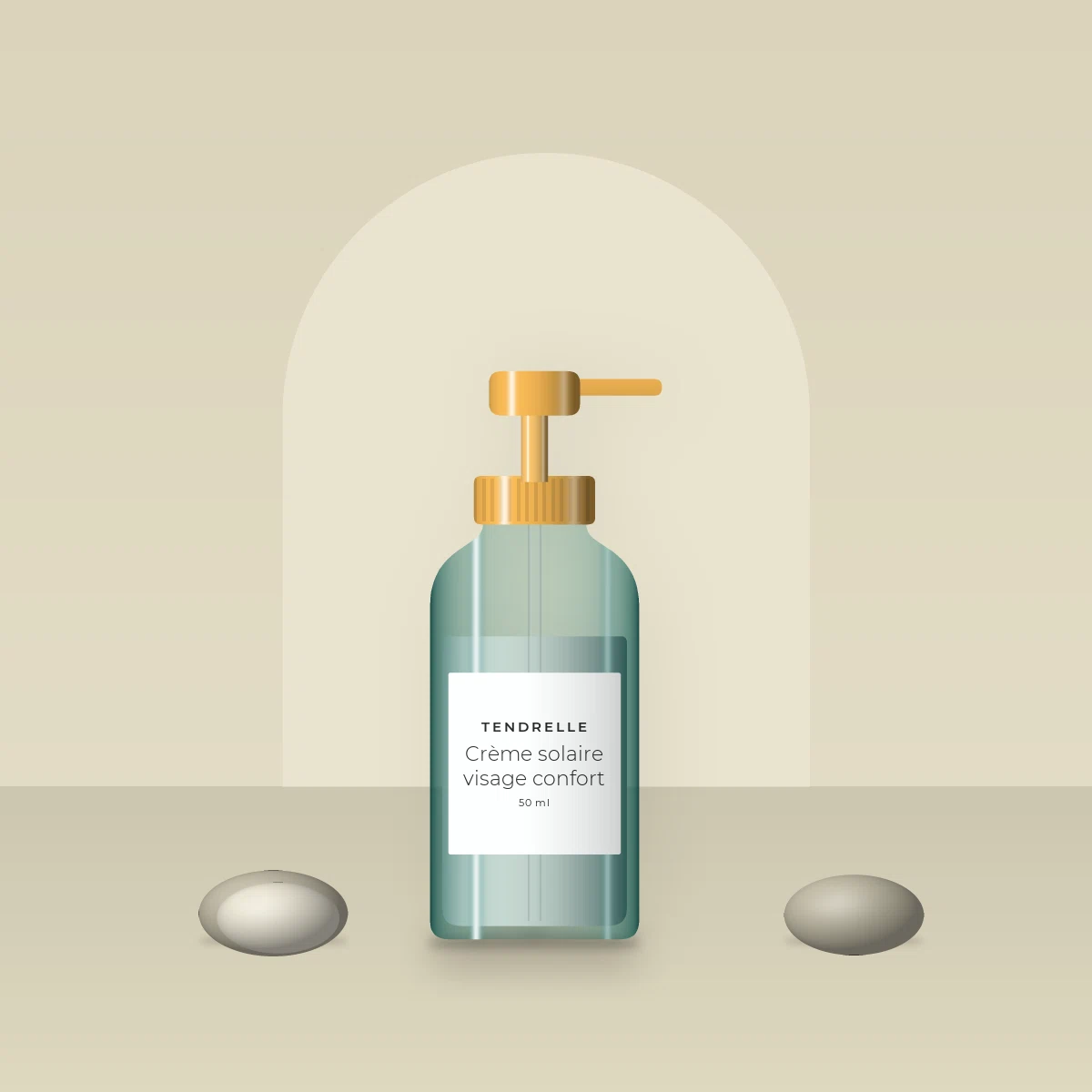 Crème solaire visage confort à la centella asiatica SPF 50+ – Tendrelle, photo d'ambiance