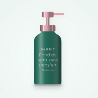 Fond de teint sans transfert aux peptides – Sanbit, flacon-pompe 30 ml, teinte 20 Ambre