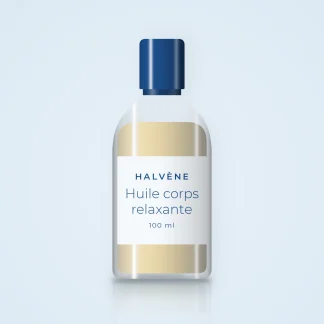Huile corps sèche relaxante à la noix de macadamia – Halvène, flacon 100 ml