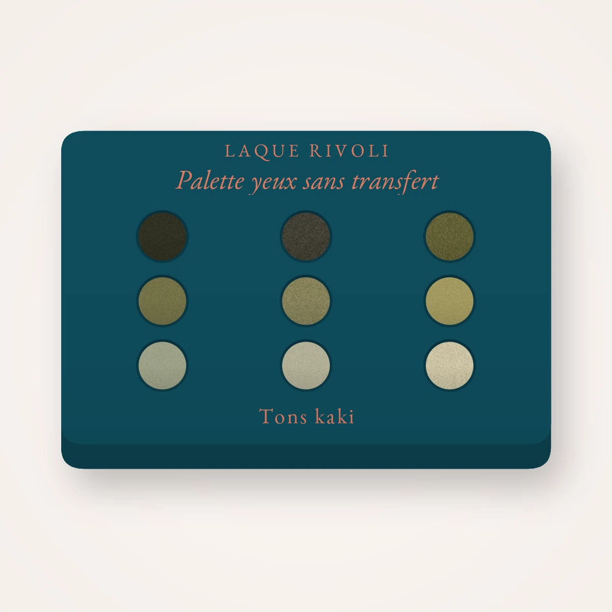 Palette yeux sans transfert au squalane – Laque Rivoli, 9 × 1 g, teinte Tons kaki