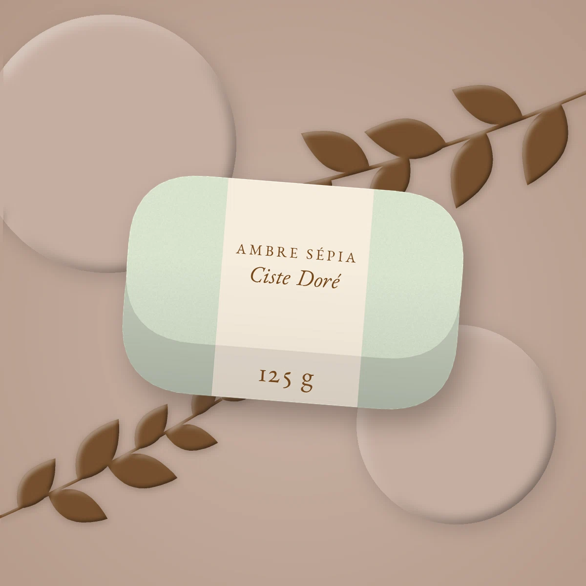 Savon Ciste Doré délicatement parfumé – Ambre Sépia, photo d'ambiance