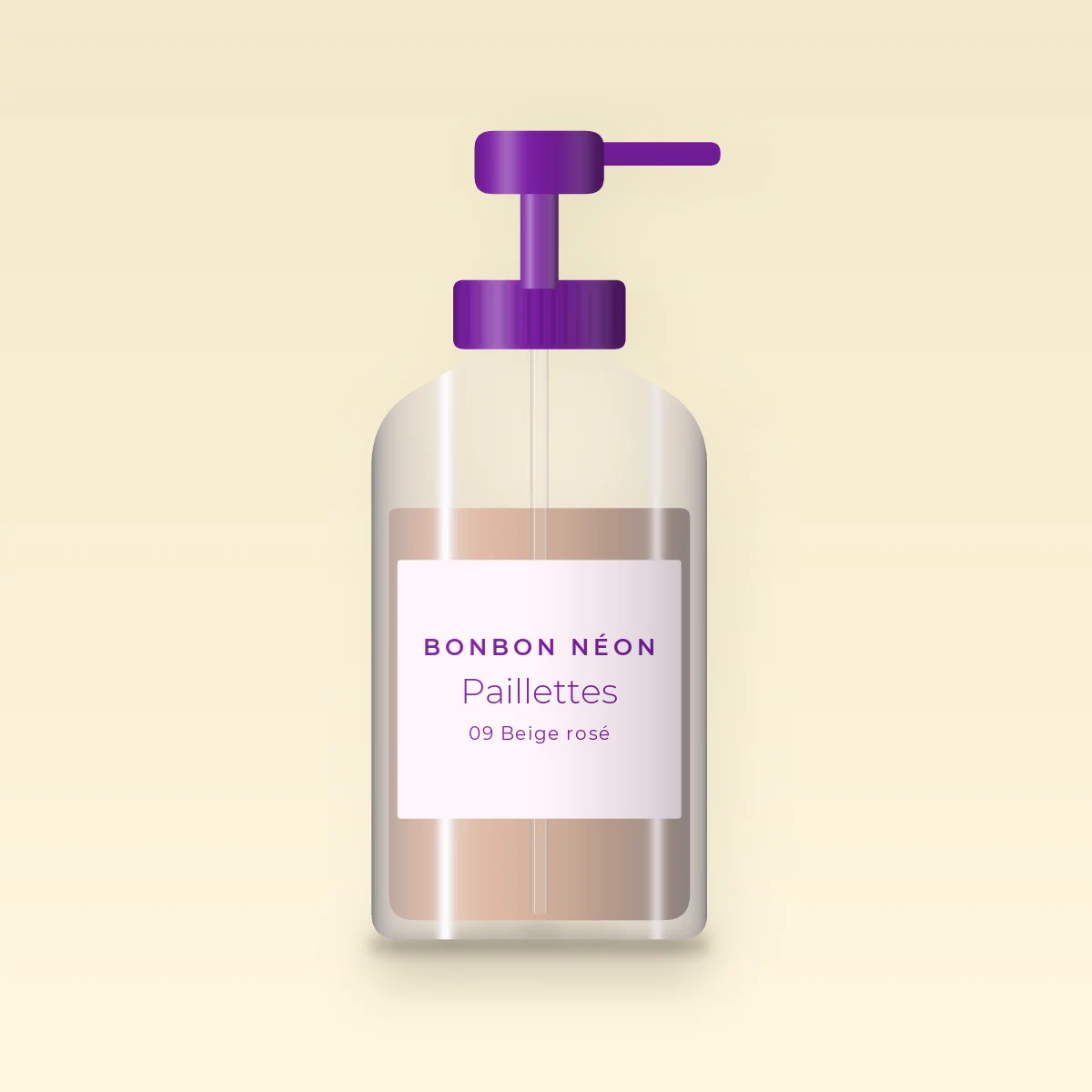 Fond de teint couvrance modulable Paillettes – Bonbon Néon, flacon-pompe 35 ml, teinte 09 Beige rosé