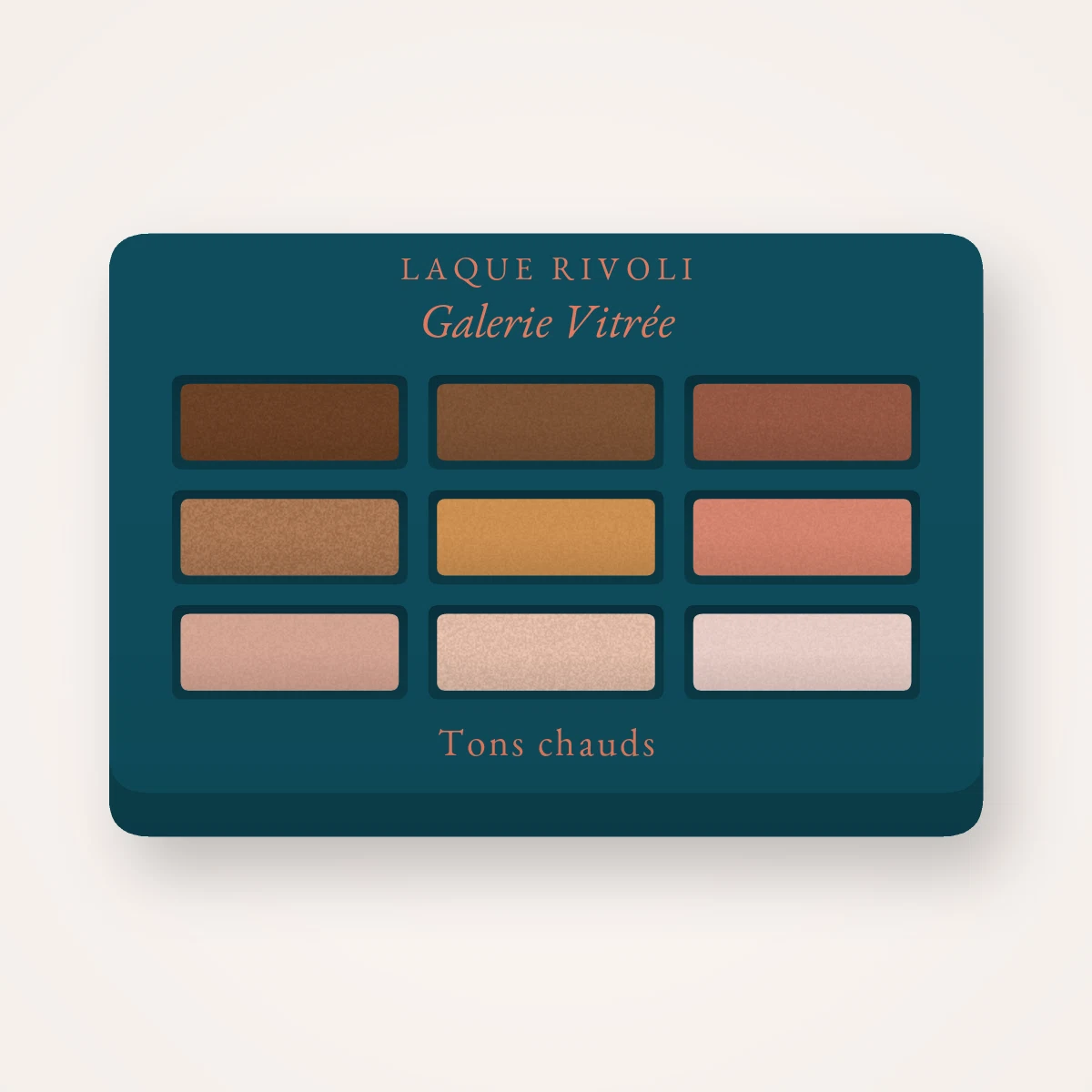 Palette yeux Galerie Vitrée à l'huile de macadamia – Laque Rivoli, 9 × 1 g, teinte Tons chauds