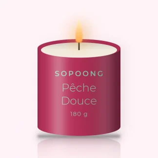 Bougie parfumée Pêche Douce à la cardamome – Sopoong, pot en verre 180 g