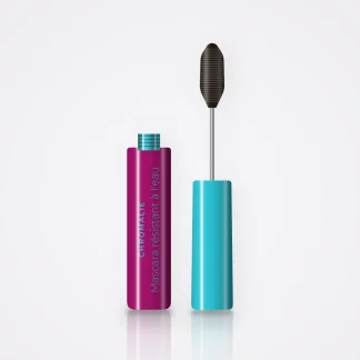 Mascara résistant à l'eau à l'huile de camélia – Chromalie, flacon et brosse 8 ml, teinte Brun noir