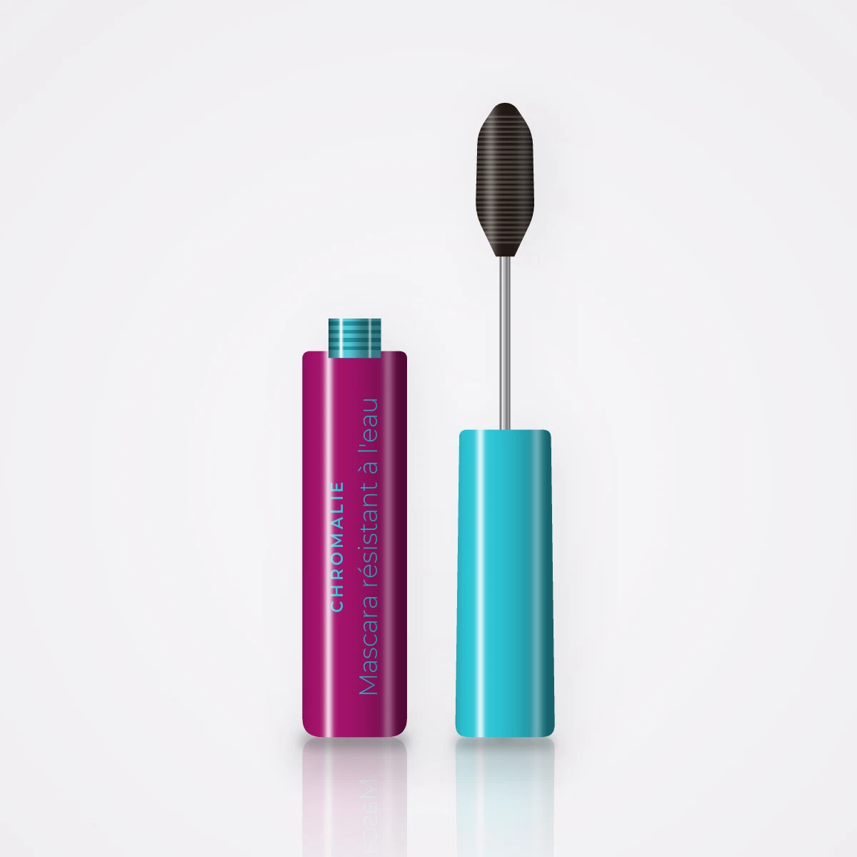 Mascara résistant à l'eau à l'huile de camélia – Chromalie, flacon et brosse 8 ml, teinte Brun noir