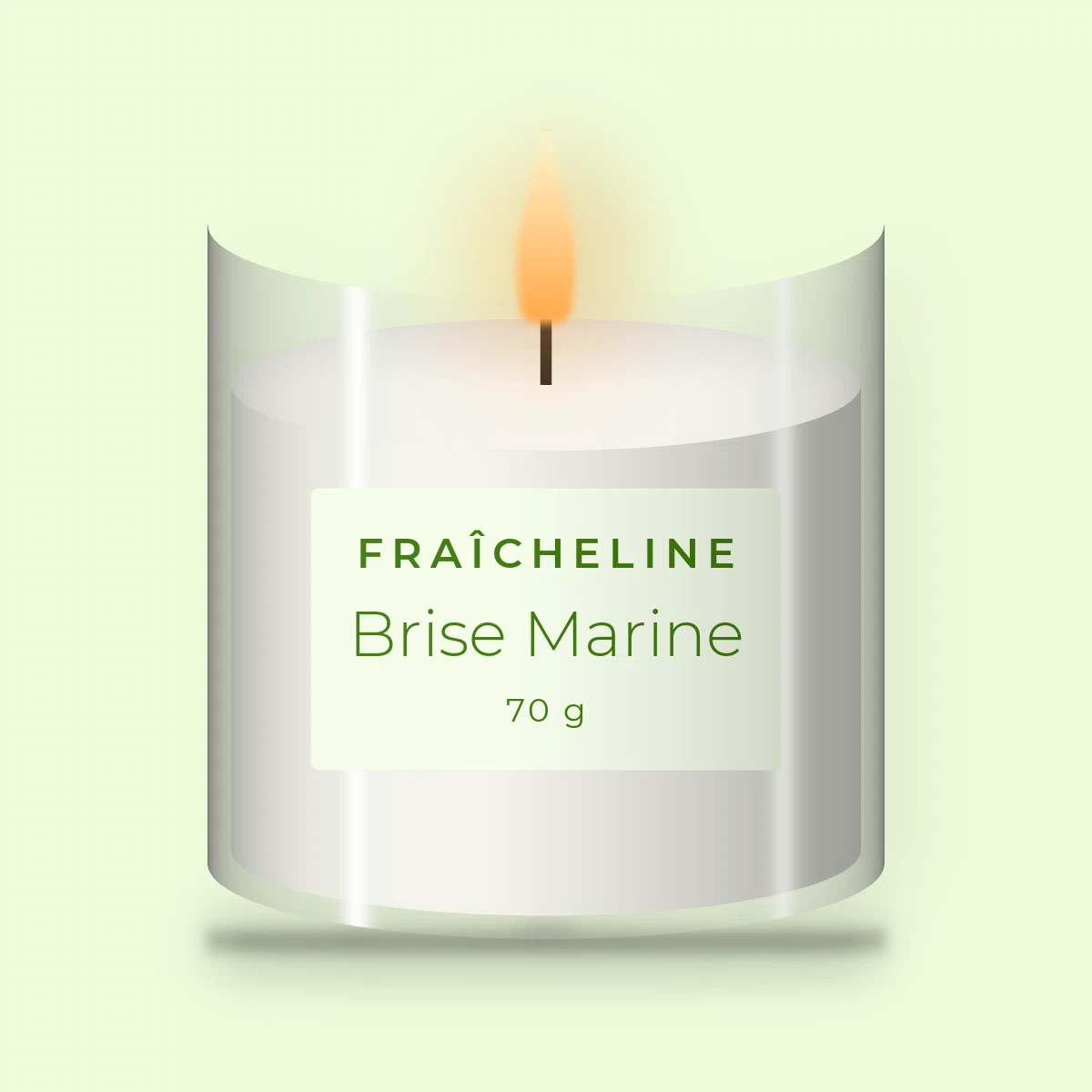 Bougie parfumée Brise Marine délicate – Fraîcheline, pot en verre 70 g