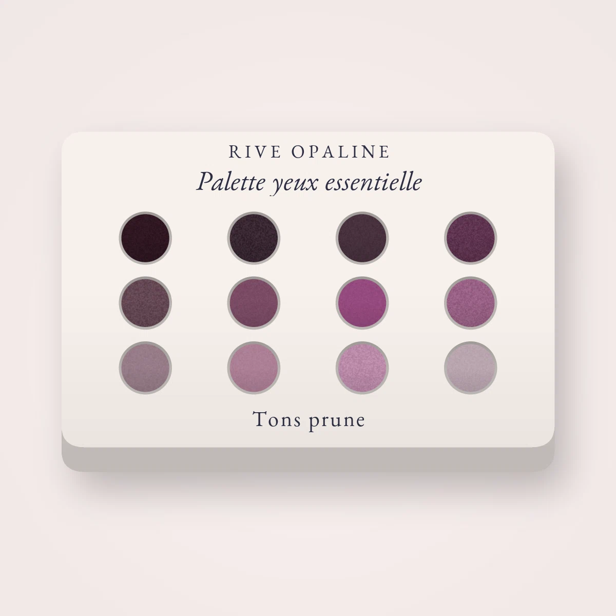 Palette yeux essentielle à la fleur de cerisier – Rive Opaline, 4 × 1,2 g, teinte Tons prune