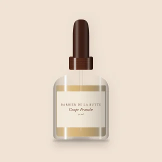 Huile à barbe Coupe Franche au cyprès – Barbier de la Butte, flacon compte-gouttes 30 ml