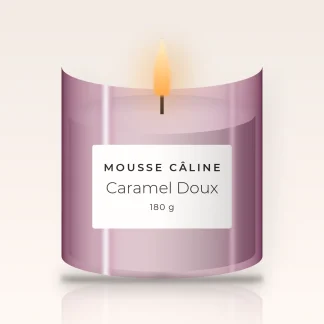 Bougie parfumée Caramel Doux au clou de girofle – Mousse Câline, pot en verre 180 g