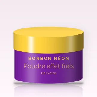 Poudre effet frais à l'acide hyaluronique – Bonbon Néon, pot 9 g, teinte 03 Ivoire