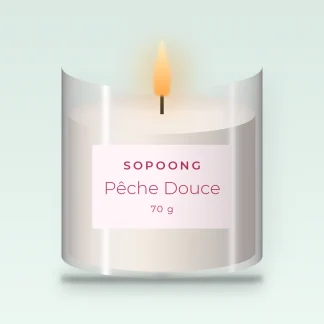 Bougie parfumée Pêche Douce au cèdre de l'Atlas – Sopoong, pot en verre 70 g