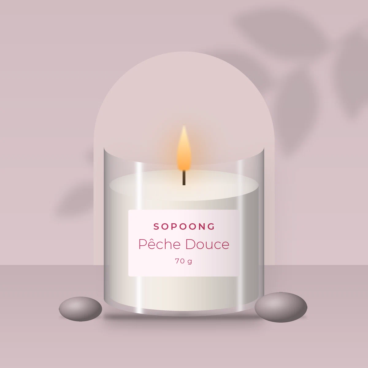 Bougie parfumée Pêche Douce au cèdre de l'Atlas – Sopoong, photo d'ambiance