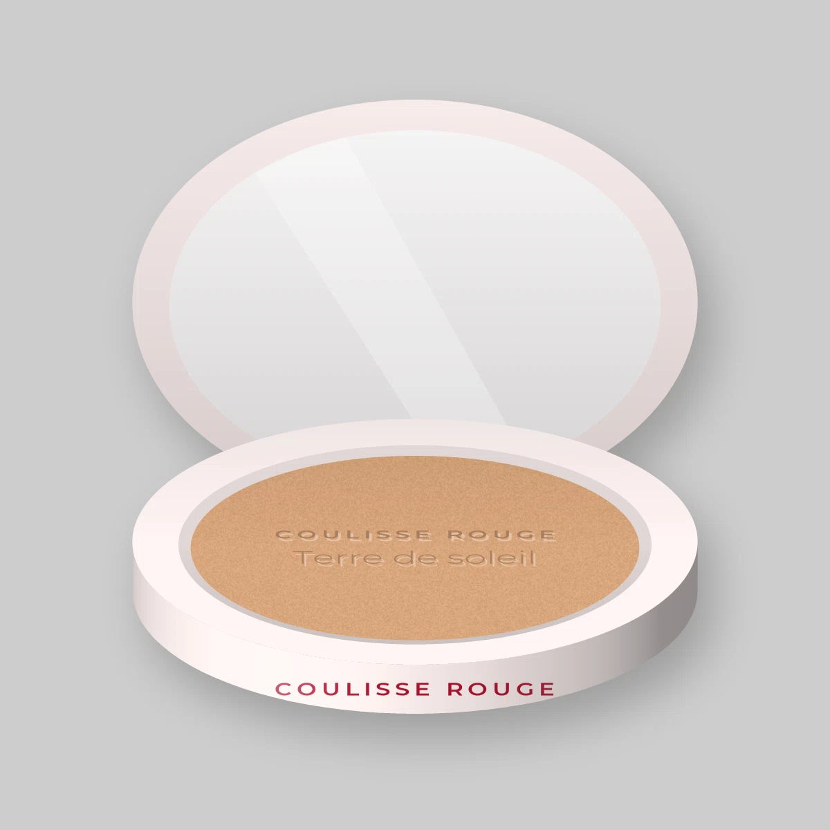 Terre de soleil effet retouché à l'extrait de carotte – Coulisse Rouge, boîtier 15 g, teinte 01 Hâle léger