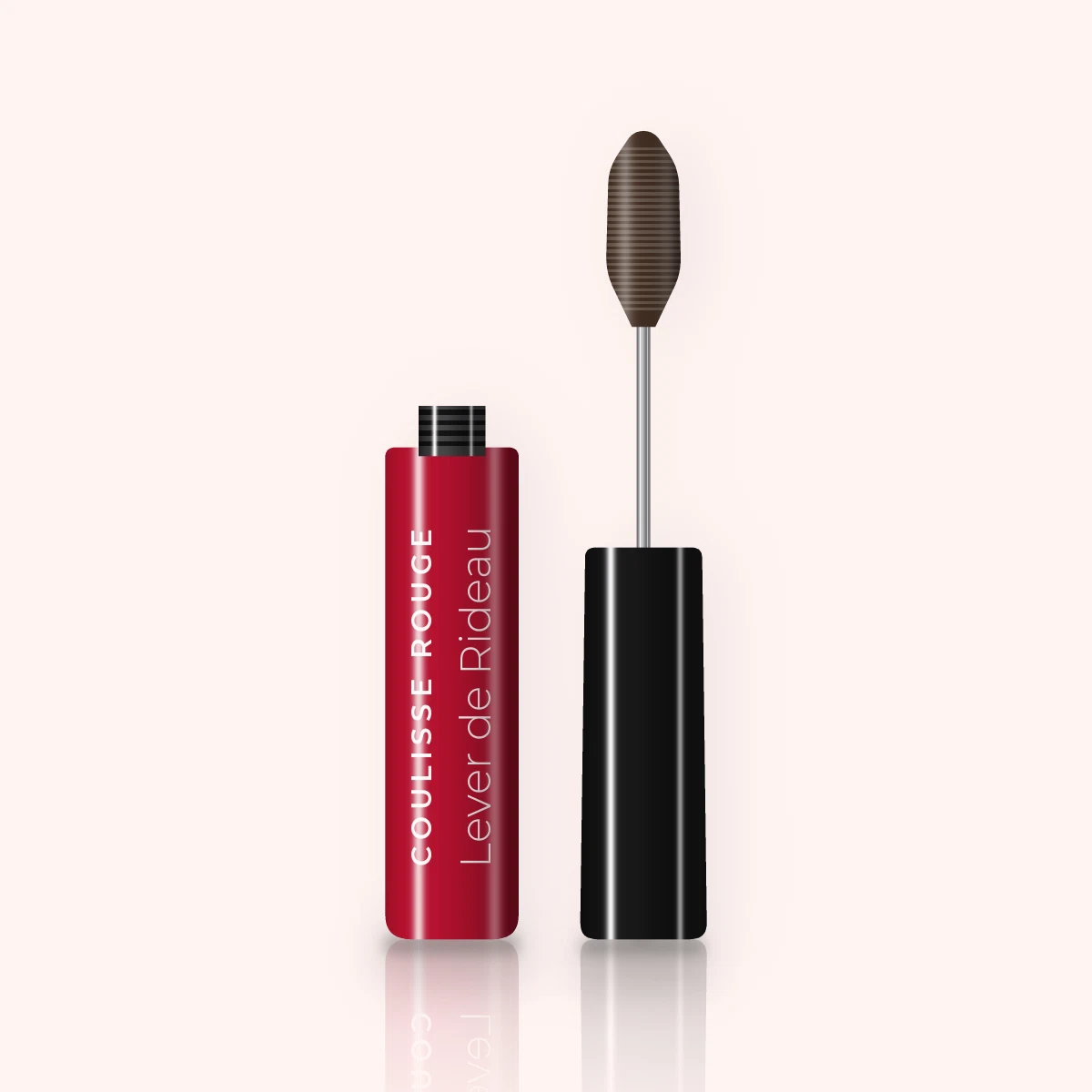 Mascara Lever de Rideau volume – Coulisse Rouge, flacon et brosse 4 ml, teinte Brun