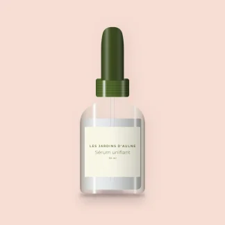 Sérum unifiant à l'extrait de thé vert – Les Jardins d'Aulne, flacon compte-gouttes 30 ml