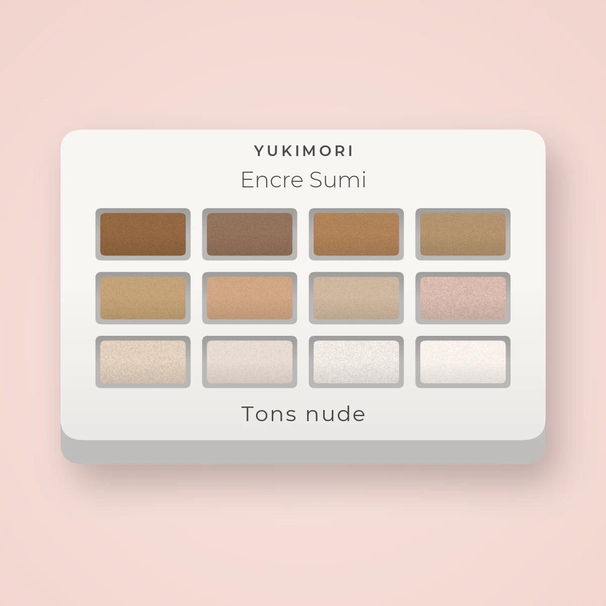 Palette yeux Encre Sumi au kaolin – Yukimori, 9 × 1 g, teinte Tons nude