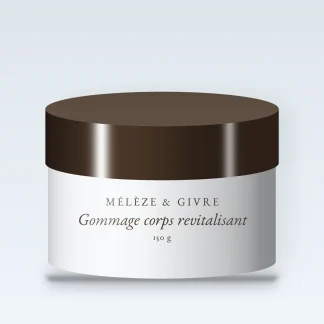 Gommage corps revitalisant à l'huile de macadamia – Mélèze & Givre, pot 150 g