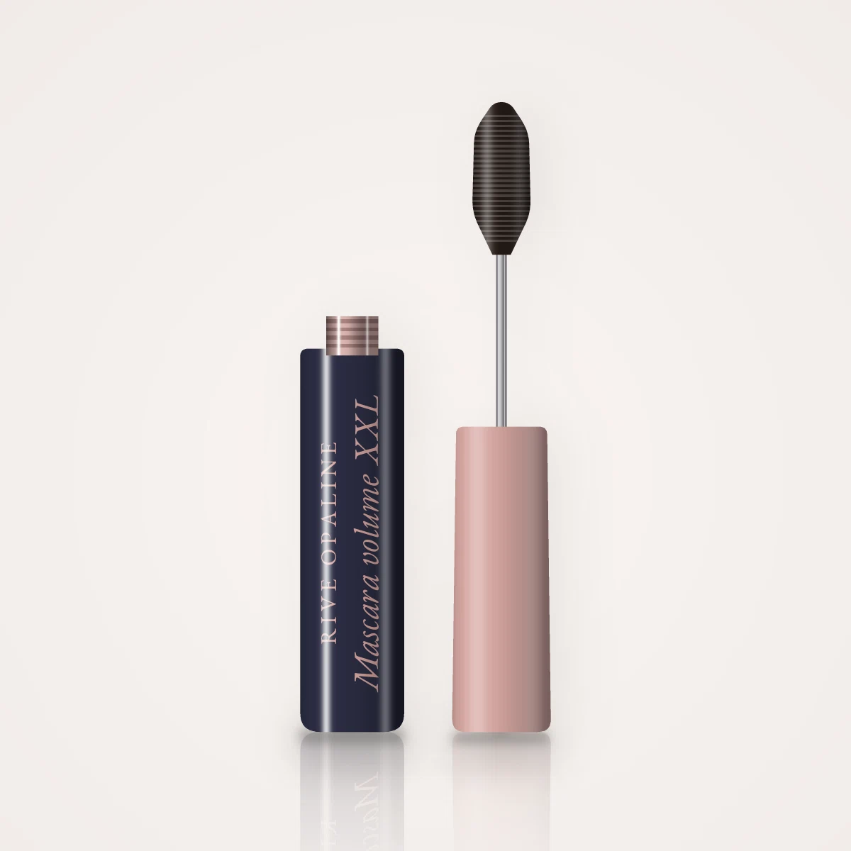 Mascara volume XXL à l'huile de coco – Rive Opaline, flacon et brosse 4 ml, teinte Brun noir