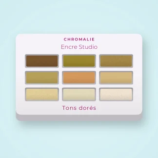 Palette yeux Encre Studio ultra-pigmentée – Chromalie, 4 × 1,2 g, teinte Tons dorés