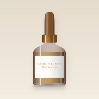 Huile capillaire Place du Tertre au camélia – Barbier de la Butte, flacon compte-gouttes 30 ml