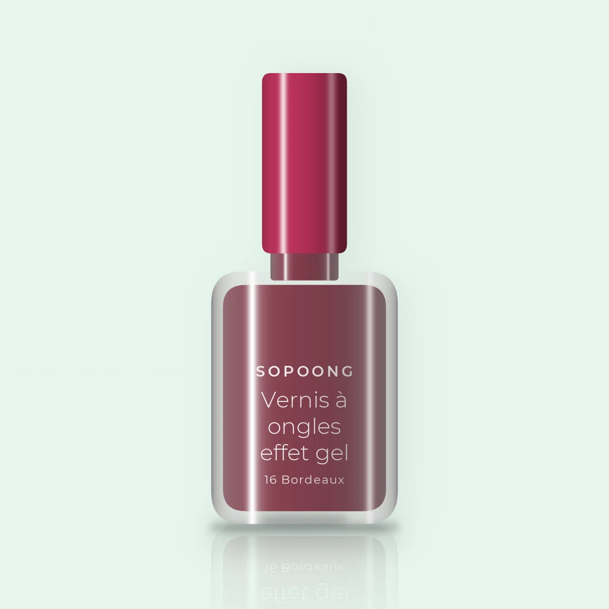 Vernis à ongles effet gel au calcium – Sopoong, flacon 5 ml, teinte 16 Bordeaux