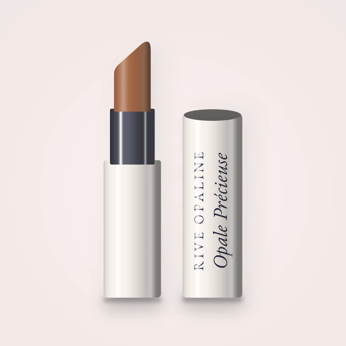 Rouge à lèvres Opale Précieuse à l'huile de ricin – Rive Opaline, étui 3,5 g, teinte 18 Caramel