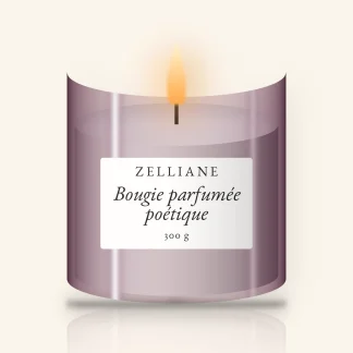 Bougie parfumée poétique au vétiver – Zelliane, pot en verre 300 g