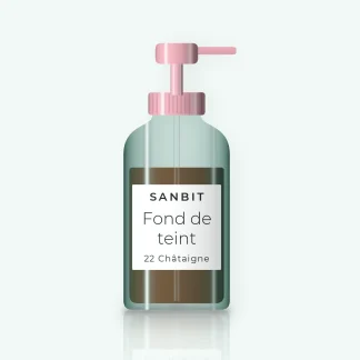 Fond de teint effet bonne mine au thé vert – Sanbit, flacon-pompe 30 ml, teinte 22 Châtaigne
