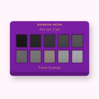 Palette yeux Arc-en-Ciel au kaolin – Bonbon Néon, 12 × 1 g, teinte Tons fumés