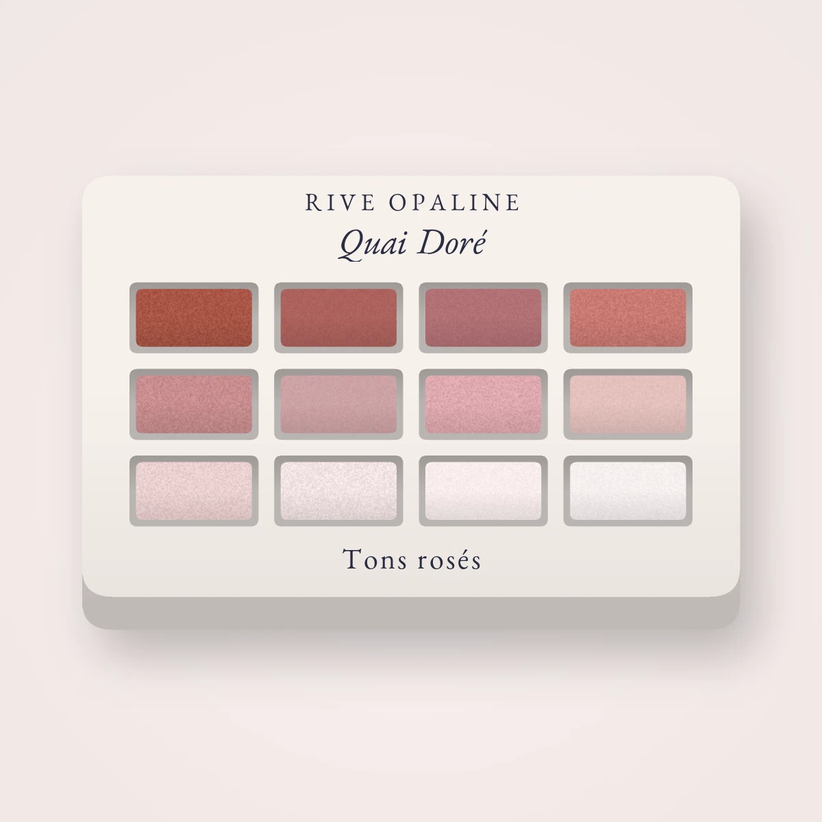 Palette yeux Quai Doré estompable – Rive Opaline, 9 × 1 g, teinte Tons rosés