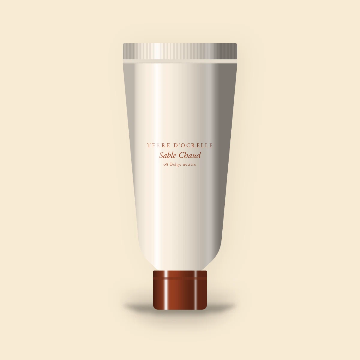 Fond de teint Sable Chaud couvrance modulable – Terre d'Ocrelle, tube 35 ml, teinte 08 Beige neutre