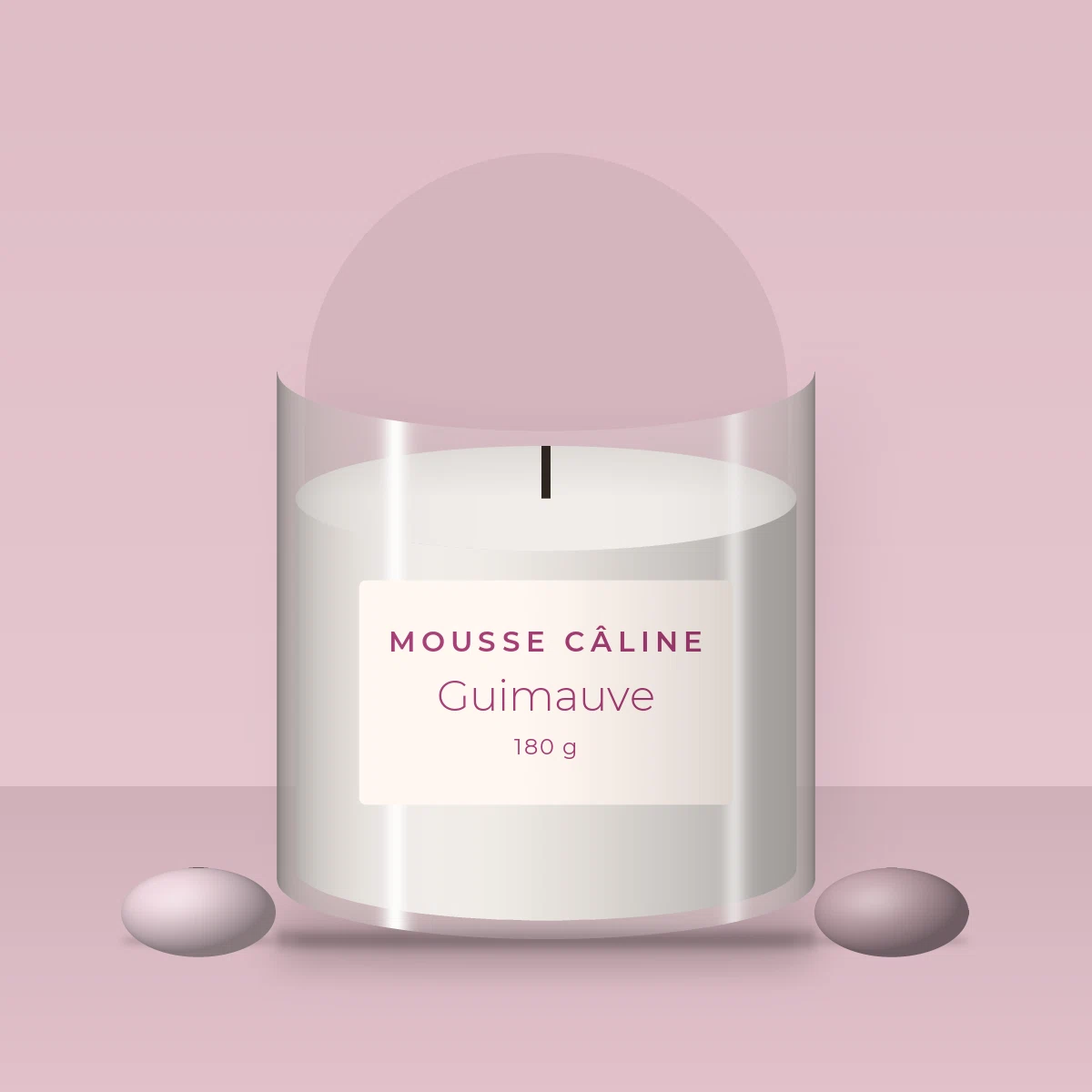 Bougie parfumée Guimauve romantique – Mousse Câline, photo d'ambiance